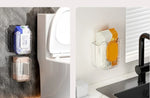 rangement mural porte mouchoirs adhésif moderne minimaliste transparent argenté orange bleu blanc
