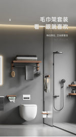 étagères murales bois modernes clips noir téléphone serviettes cosmétiques salle bain góc treo đồ