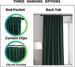 rideau velours vert foncé opaque moderne panneau polyester salon chambre coucher