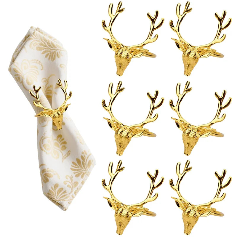 boucles serviette or imprimé floral doré classique 6pcs métal alliage aluminium festive table decoration