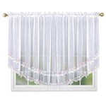rideau transparent brodé fleurs dentelle romantique tissu plissé blanc rose vert chambre salonhôtel