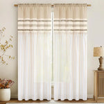 rideaux bohèmes semi translucides beige patchwork franges intérieur moderne