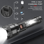 lampe torche led rechargeable moderne compacte texturée noir 172mm 77g haut moyen bas