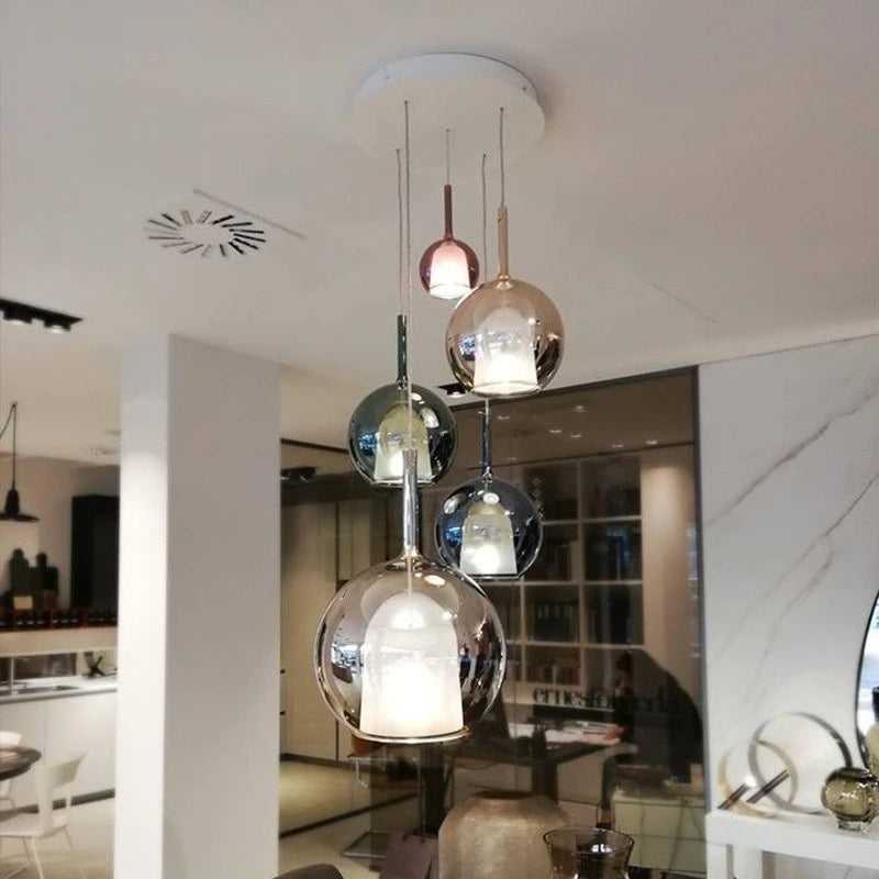 suspension lumineuse moderne pendentif alliage argenté doré blanc câbles suspendus minimaliste