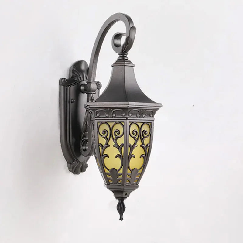 lampe murale classique vintage motifs floraux dorés noir jaune ip65 led aluminium