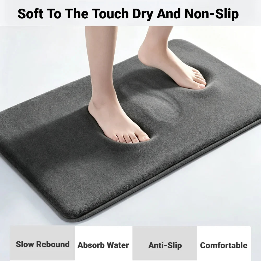 tapis bain gris foncé moderne doux absorbant eau confortable salon salle bainDecorationintérieur