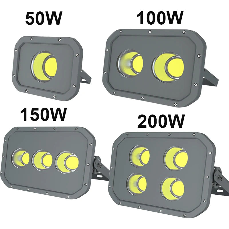 projecteur led super lumineux ip65 étanche gris moderne câble électrique 100w 150w 220v
