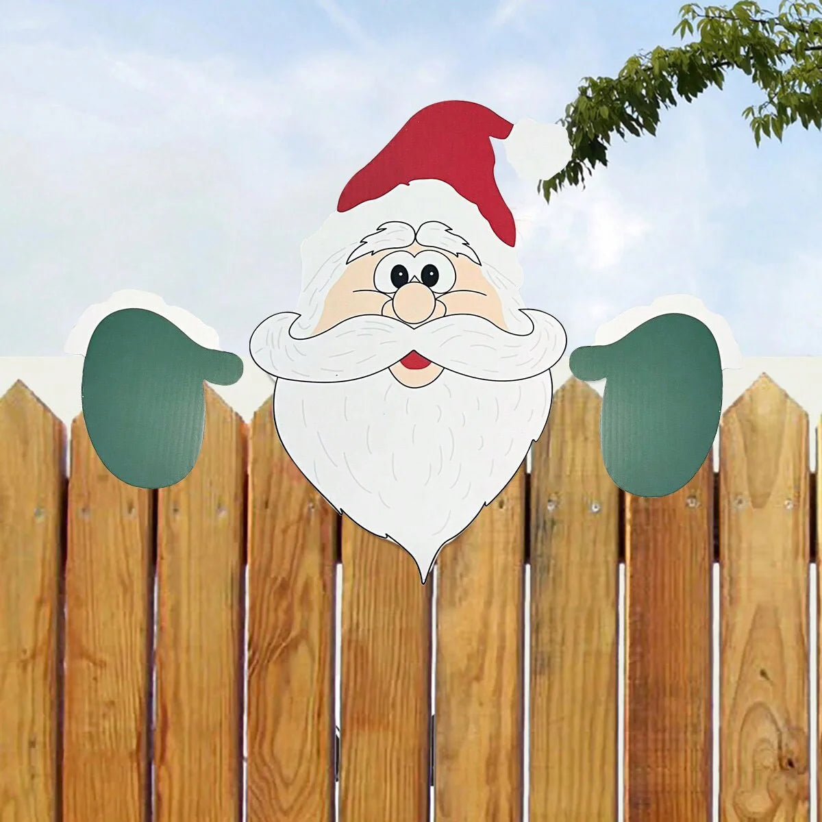 Décoration de Noël mignon Père Noël sur clôture