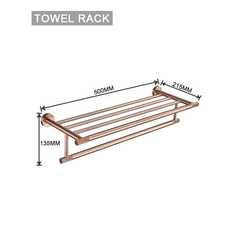 accessoires salle bain or rose moderne porte serviettes savon verre téléphone double rangée