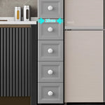 rangements mural blanc gris moderne minimaliste meuble tiroirs poignées roulettes