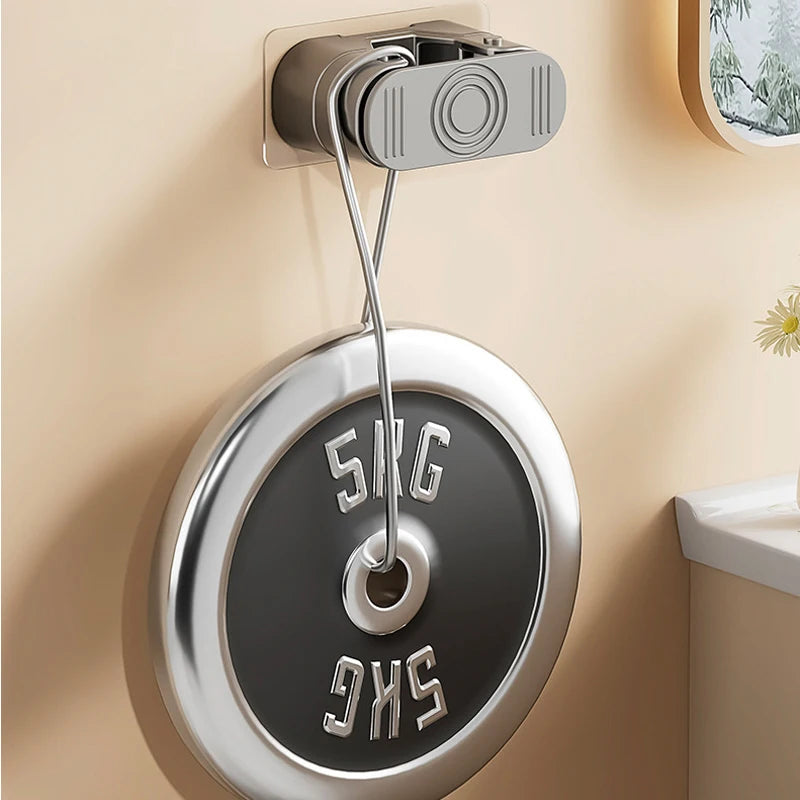 support mural moderne ustensiles cuisine balais organisation salle bain adhésif respectueux environnement gris blanc
