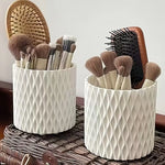 rangement pinceaux maquillage rotatif 360 blanc moderne boite organisation storage portable blanc zigzag