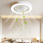 ventilateur bois led gris blanc minimaliste moderne télécommande luminoșité variable certifications sécurité chambre salon