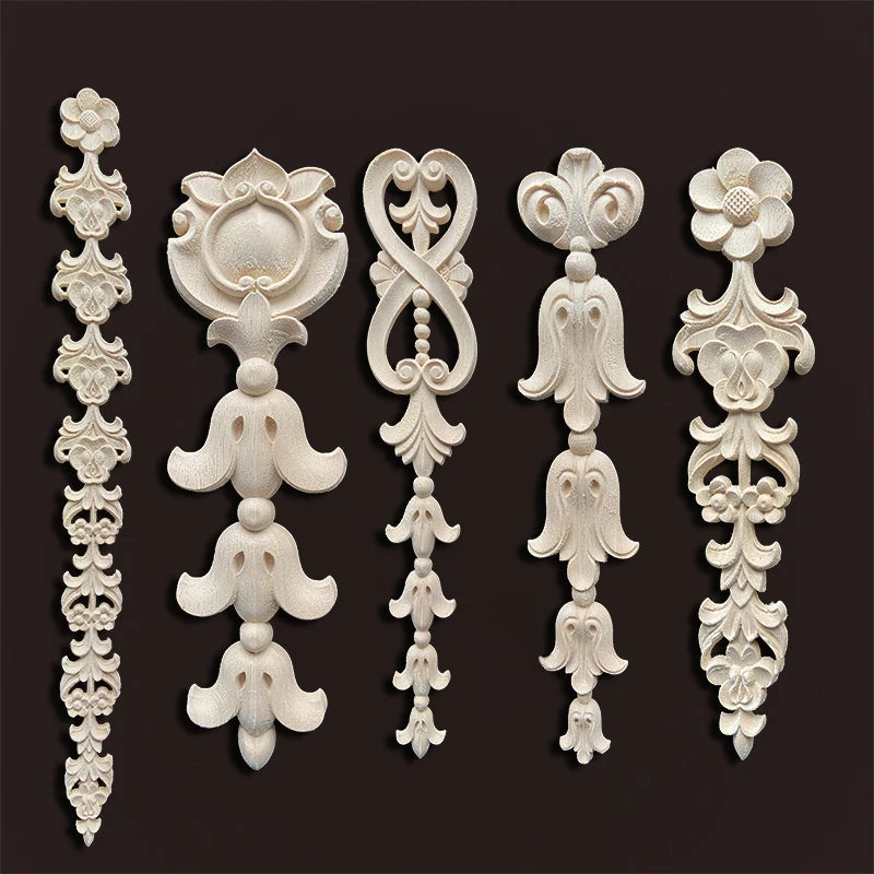 appliques decoratives bois ornements floraux blanc baroque decoration murienne sculptee artisanale