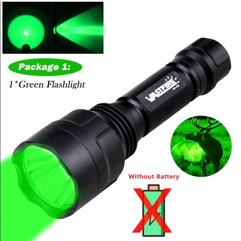 lampe torche rechargeable led noire anti glisse 5w rouge vert camping