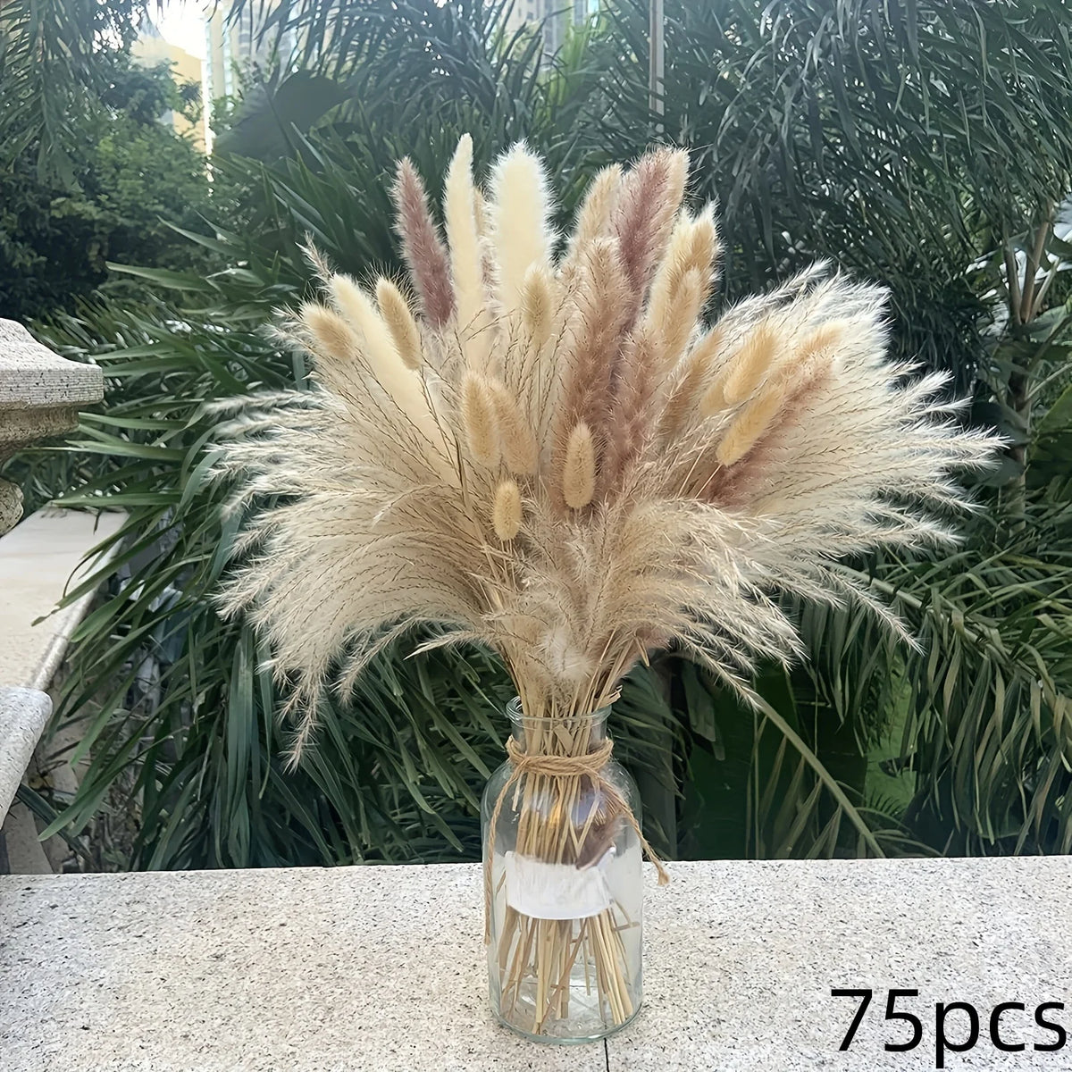 bouquet fleurs séchées beige vert boho rustique décoration intérieure anniversaire mariage pendaison crémaillère