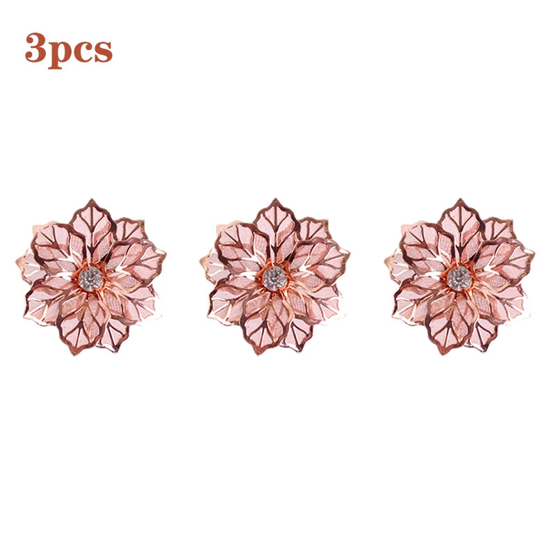 anneaux serviette feuilles or argent rose gold moderne élégants décoration table mariage noël