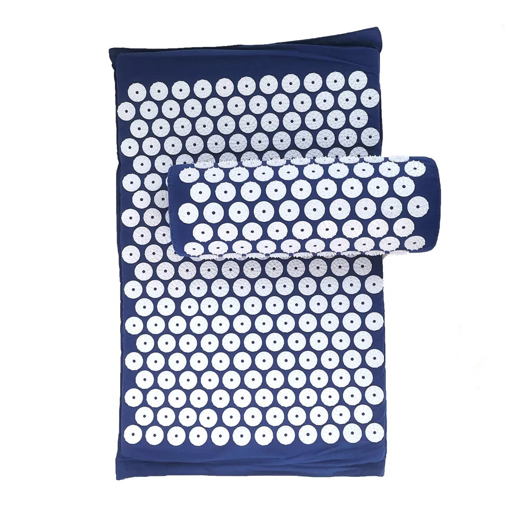 tapis massage acupuncturé violet bleu marine vert rondelles blanches moderne sac rangement