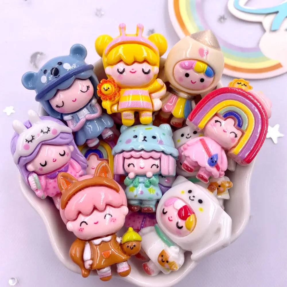 figurines animées colorées cartoon personnages accessoires coronnes chapeaux sacs ornement scrapbooking bricolage