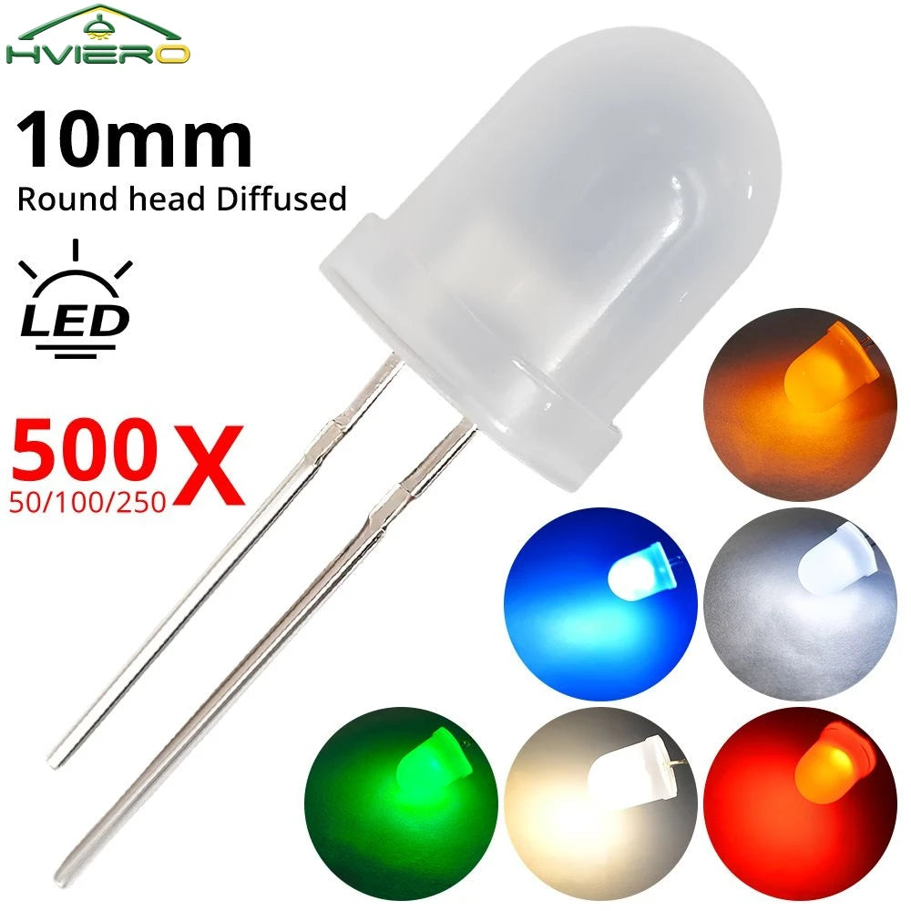 diodes led 10mm bleu vert rouge blanc chaud jaune diffuses ultra lumineuses decoration commercial