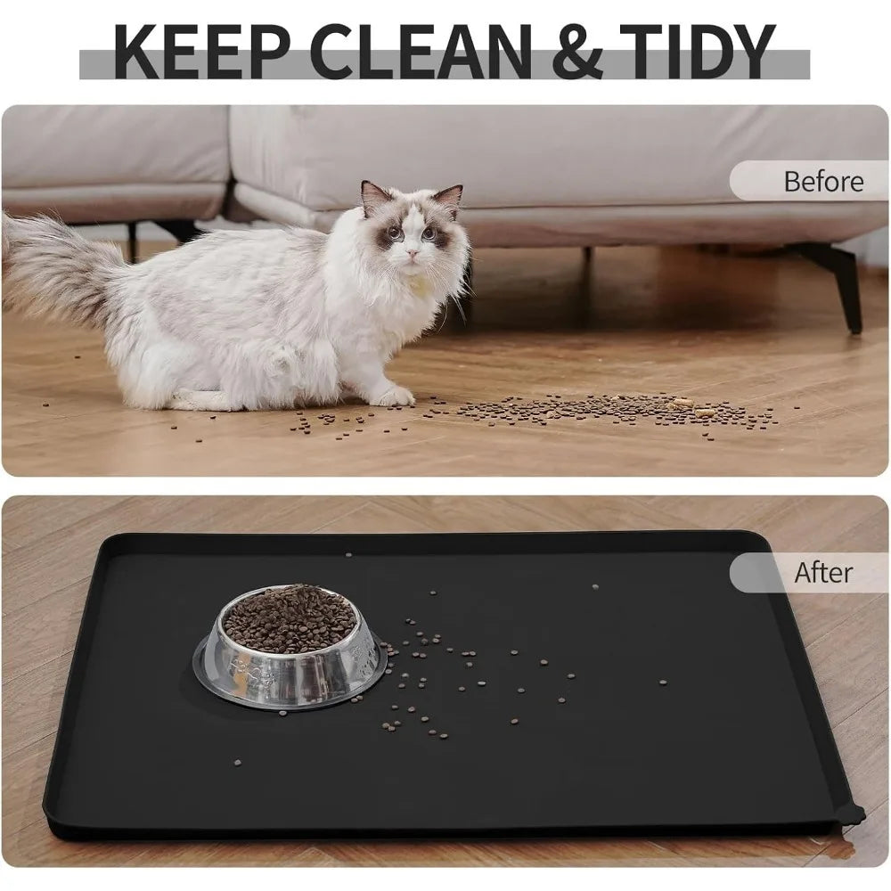 tapis alimentation impermeable silicone bord eleve animaux compagnie moderne noir gris rose