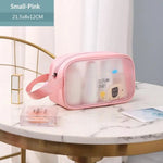 sac toilette transparent rose bleu clair dessins animés moderne enfantin poignée souple flacon lotion