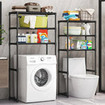 étagère rangement moderne multi niveaux blanc noir grande capacité sans perforation machine laver toilette
