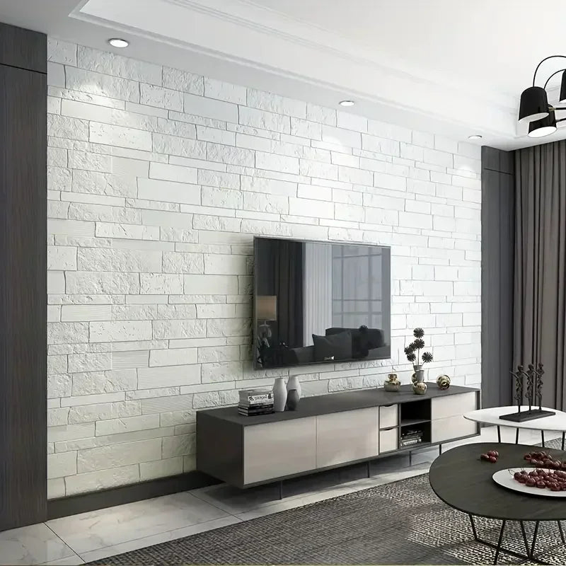 panneau decoratif mural brique blanc adhesif resistant eau moderne decoration intérieure