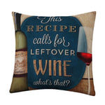 housse coussin vintage bière vin motifs rétro multicolores coton lin décoration canapé chaise 45x45cm