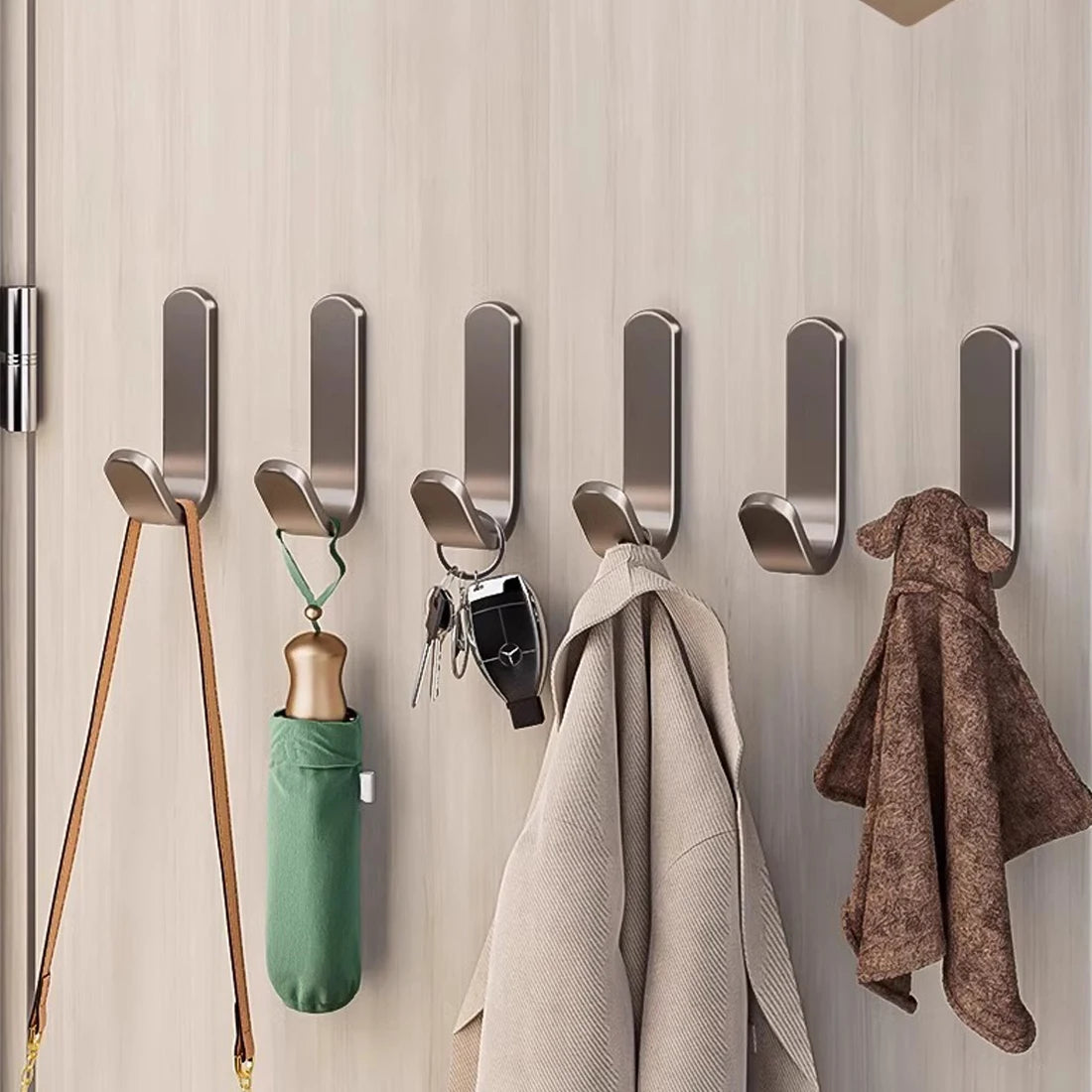 crochets adhésifs porte sacs porte clés acier carbone noir modernes minimalistes maison salle bain