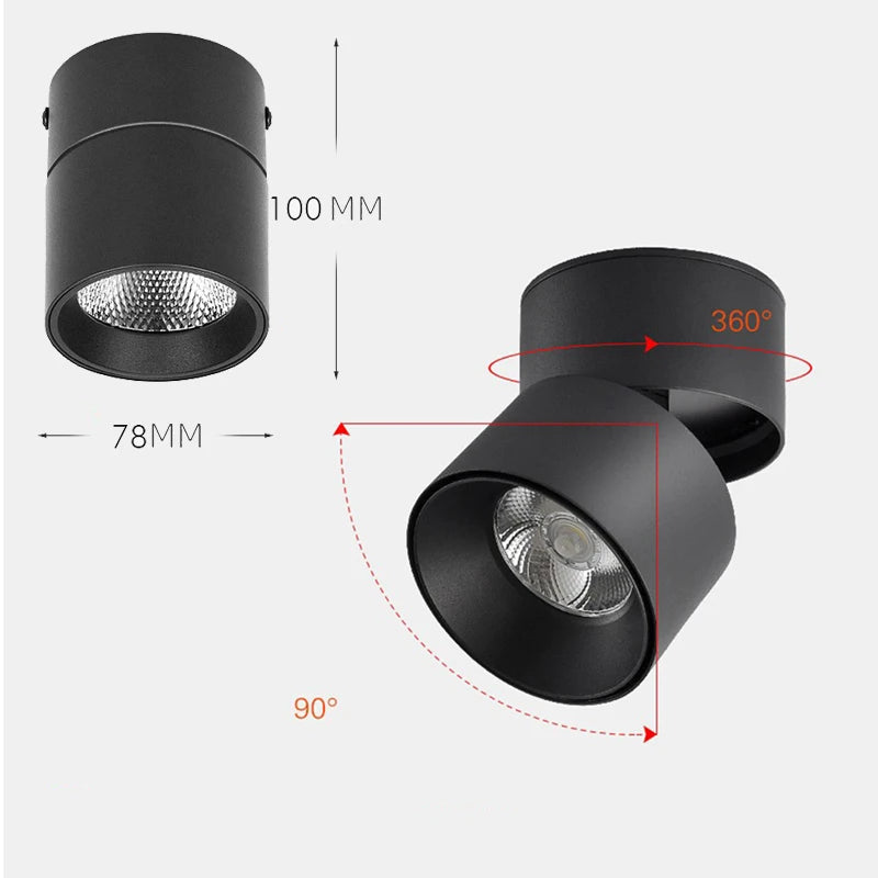 ampoule led spot gris noir réglable 360° moderne 11 15w 90 260v minimaliste
