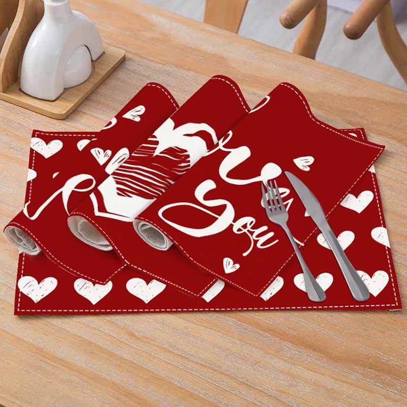 serviettes table rouge coeurs blancs moderne romantique st valentin décoration table mariage