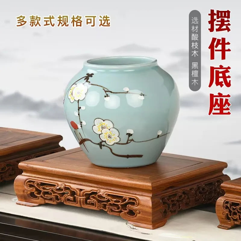 présentation artisanale bois massif support théière vases fleurs statuettes traditionnellements