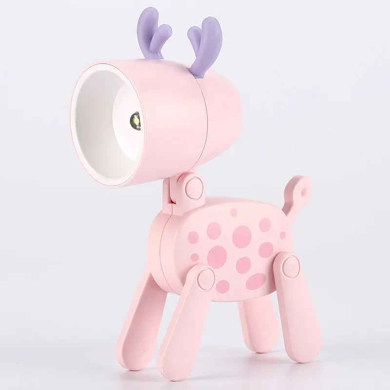 veilleuse pliante animaux chien girafe lampe table bleu jaune rose modernes clips