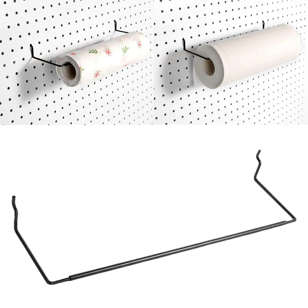 porte rouleaux mural porte papier toilette crochet panneau perforé organisation garage cuisine noir métal