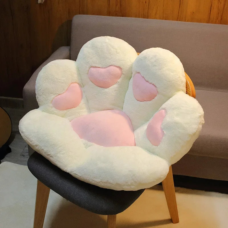 coussin patte chat peluche coeurs blancs doux lit amovible lavableDecoration mignonneAdultes