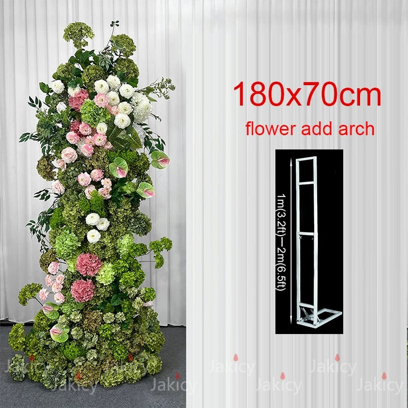 Arche décorative moderne fleurs artificielles vert rose blancextérieur maison événement