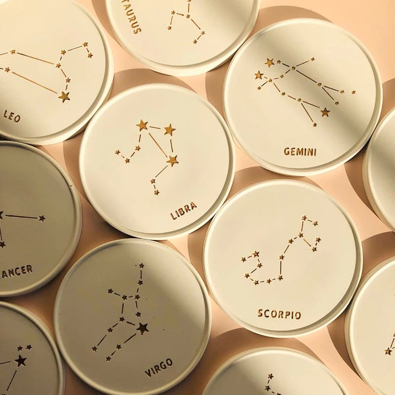 coasters silicone constellations zodiaque blanc noir rose bleu opacité minimaliste decoration interieur