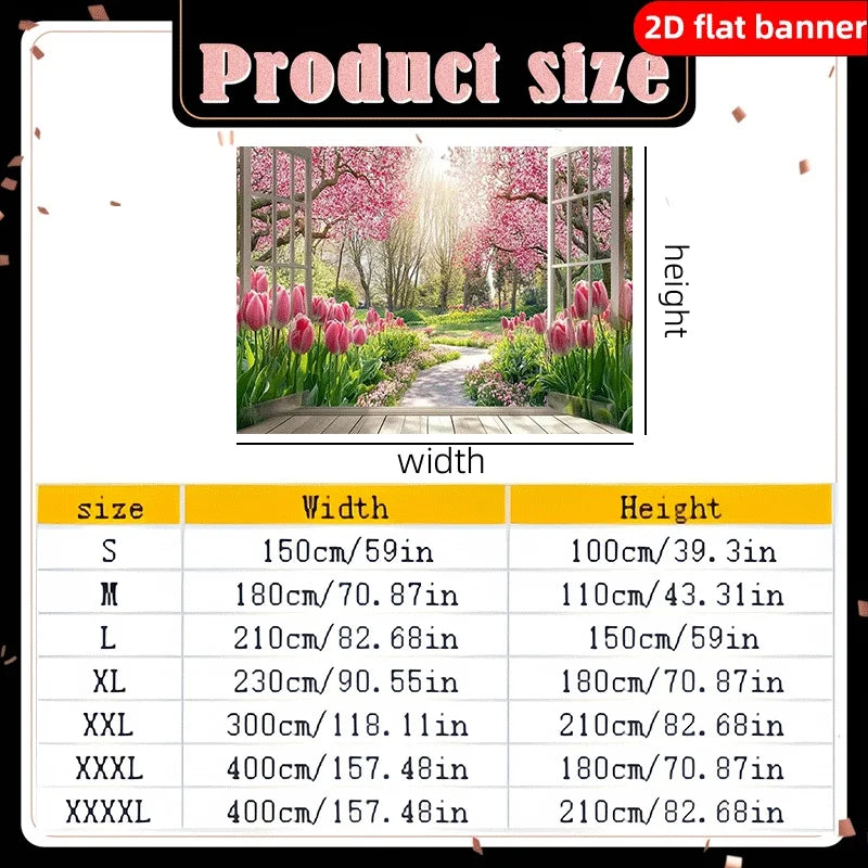 bannière décorative printemps tulipes cerisiers fleurs naturelle suspension mariage anniversaire