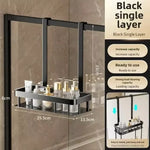 étagère salle bain noire métal moderne crochets tablettes rangement douche