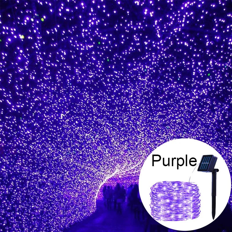 guirlande lumineuse solaire 300 led bleu doré led moderne clipsétales