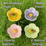 feuille d'abeille céramique rouge rose jaune vert fleurs stylisées décoration extérieure tringle support jardin