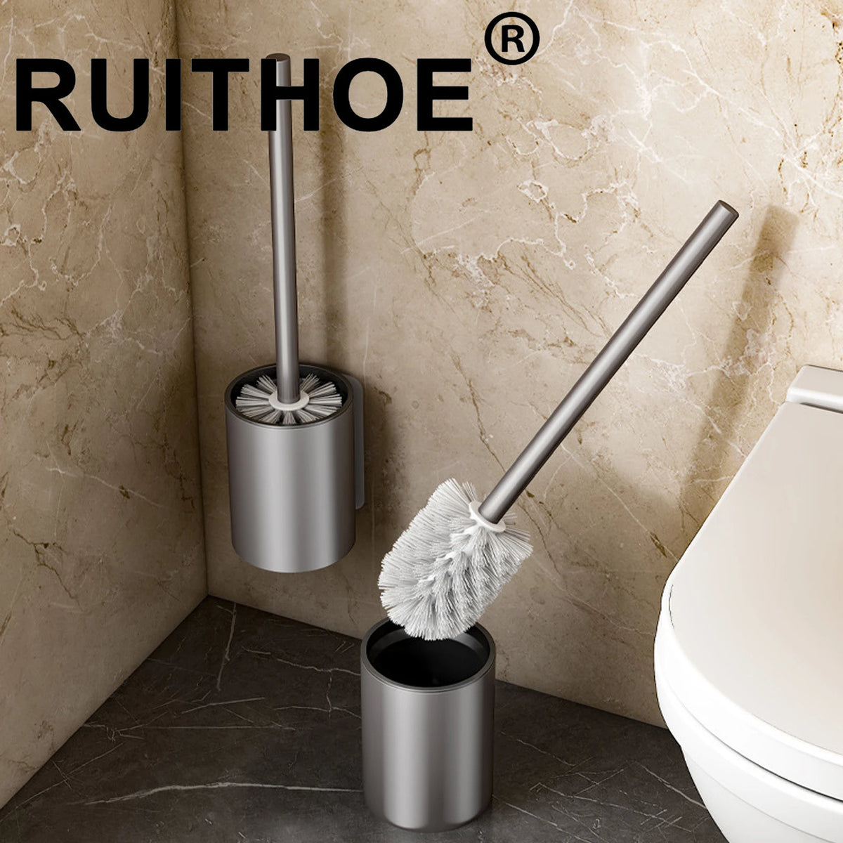 brosse wc support mural gris poils blancs moderne minimaliste fixe mur porte brosses adhésif