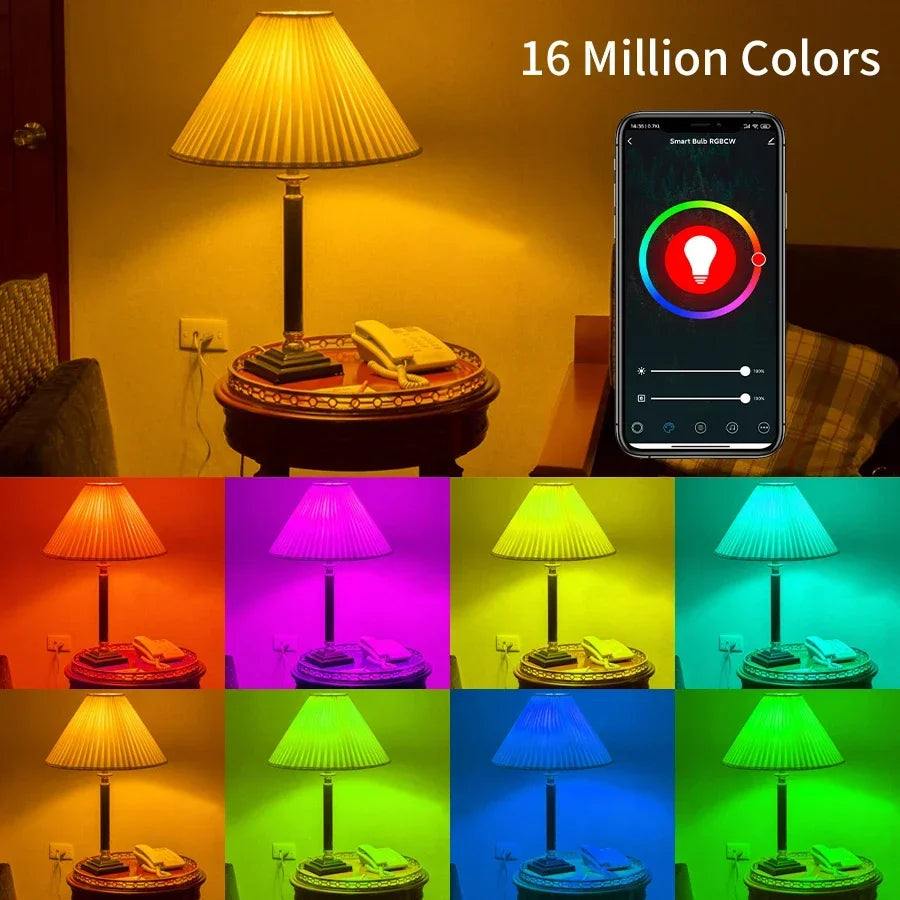 ampoules led intelligentes e27 10w 15w 20w blanc multicolore moderne smart alexa google