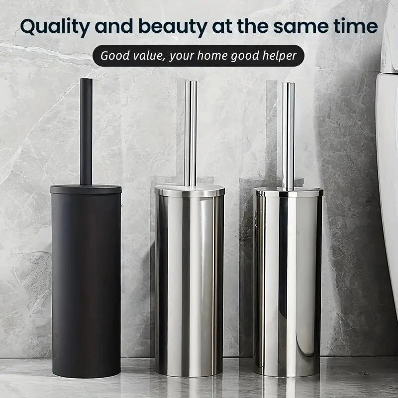 brosse wc murale acier inoxydable noir moderne adhésif poignée bristles