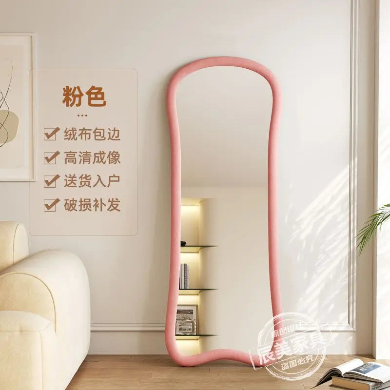 miroir pleine longueur moderne blanc cassé noir rose texturé sculptural rotatif