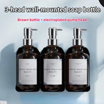 distributeur savon mural rechargeable sans poinçonnage moderne transparent noir étiquette blanche main shampoing gel