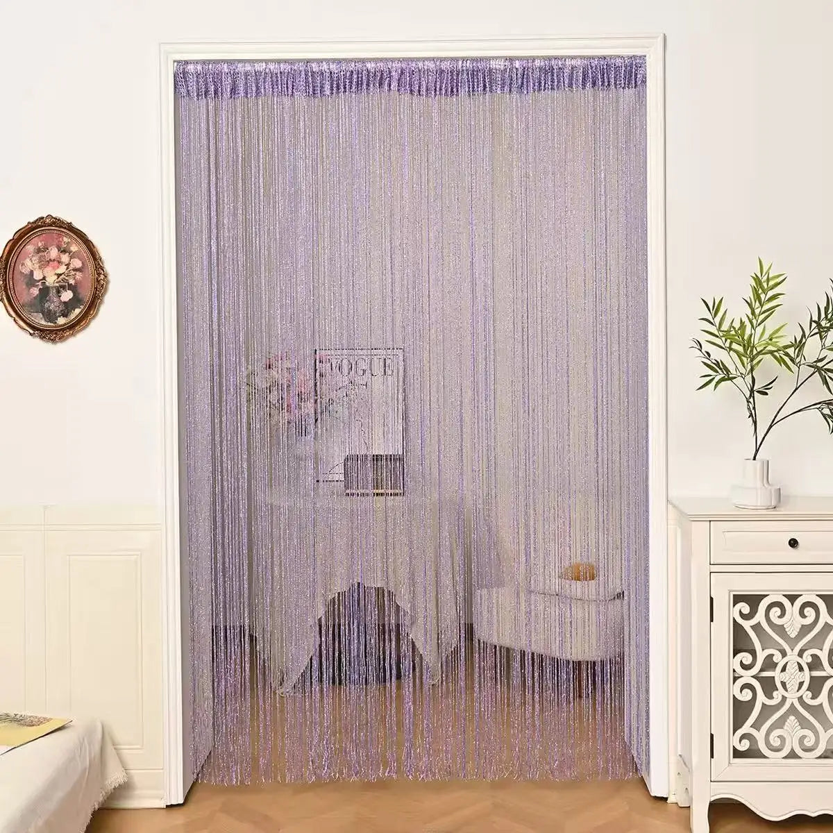 rideau chaîne moderne argenté brillant opaque 100x200cm chambre salon decoration fête mariage