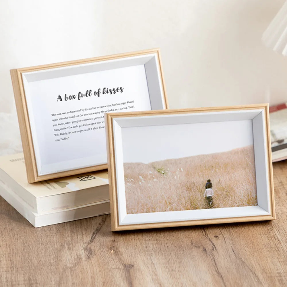 cadre photo bois decoratif minimaliste blanc beige clair photo frame stand 10 inch