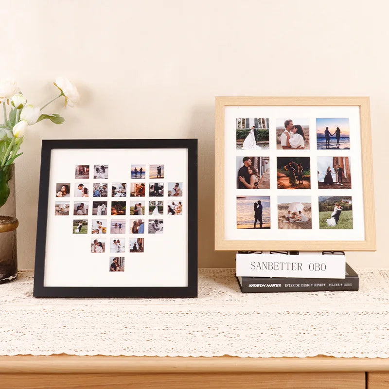 Cadre photo moderne cœur photos anniversaire mariage retraite noël minimaliste clips boisclair